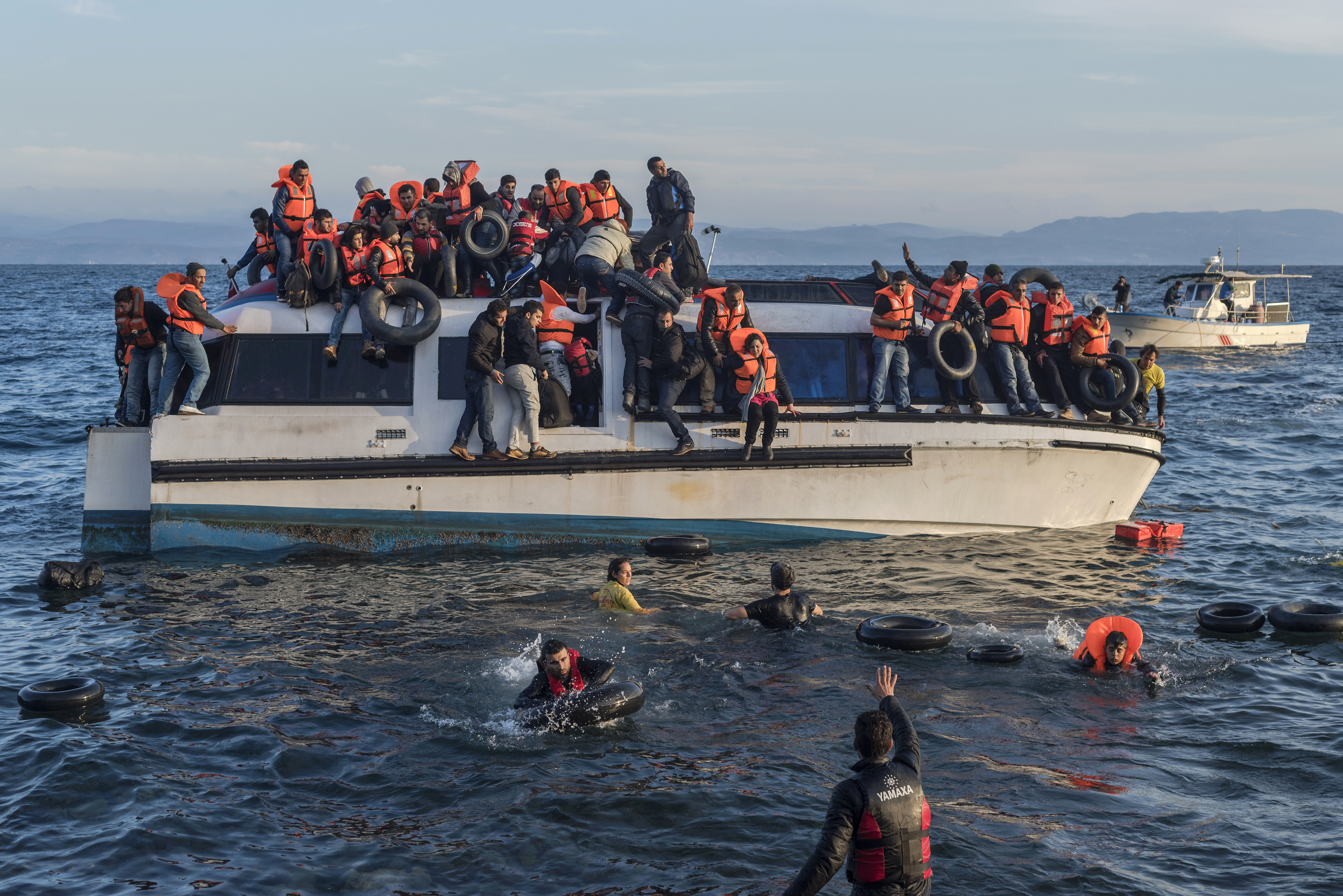 Refugees arriving at Lesbos, October 2015